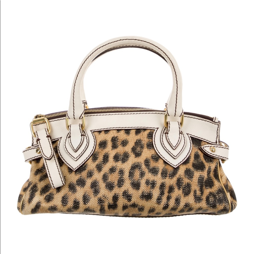 Roberto Cavalli Leopard Leather Handbag